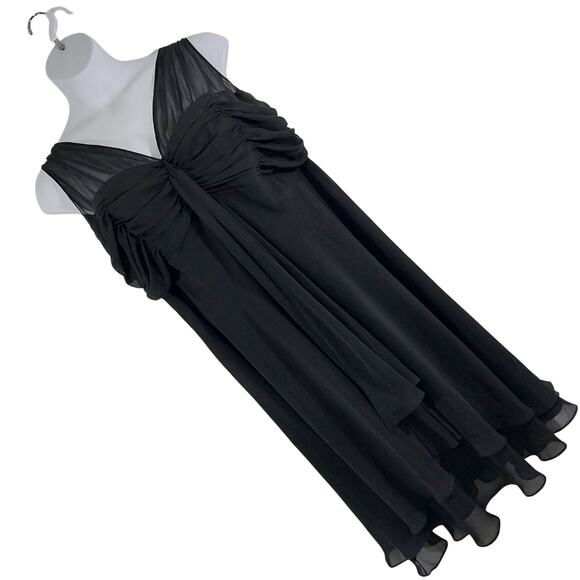 DRESSBARN! BLACK CHIFFON SHEER SHOULDER, SCRUNCHY BUSTLINE LAYERED DRESS! SZ 22W - Picture 11 of 11